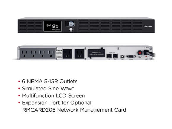 Smart App LCD 1U Rackmount UPS — UPS Battery Backup, CyberPower