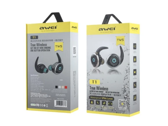Silver sports headset — Wireless Earbuds, AWEI