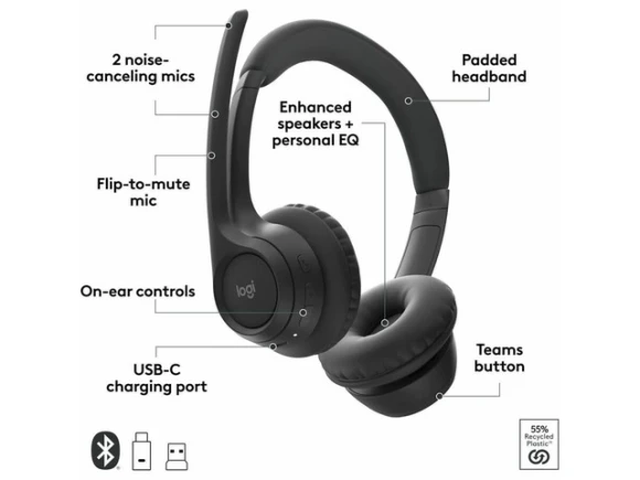 Wireless Headset with Microphone — Wireless Earbuds, Logitech