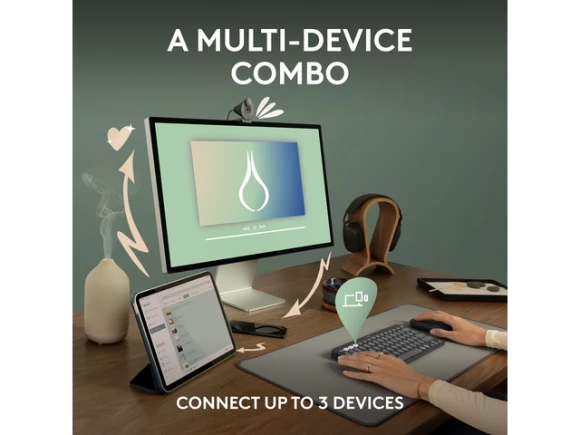Pebble 2 Combo Wireless Keyboard and Mouse — Bluetooth Keyboard, Logitech