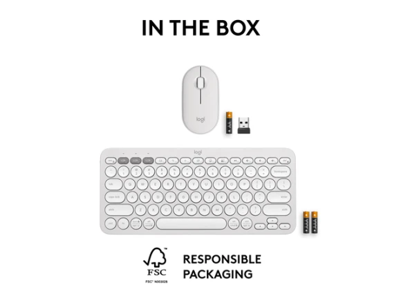 Pebble 2 Combo Wireless Keyboard and Mouse — Bluetooth Keyboard, Logitech