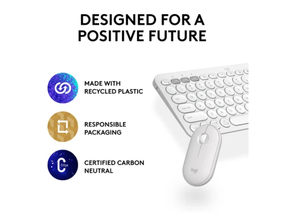 Pebble 2 Combo Wireless Keyboard and Mouse — Bluetooth Keyboard, Logitech