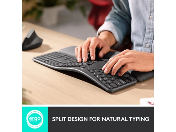Wireless Ergonomic Keyboard, Black — Bluetooth Keyboard, Logitech