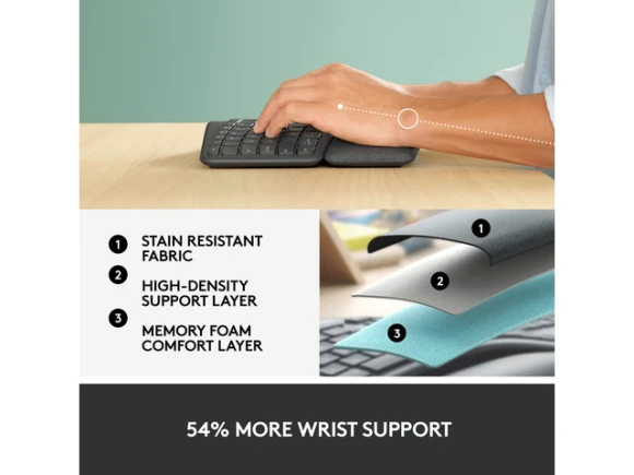 Wireless Ergonomic Keyboard, Black — Bluetooth Keyboard, Logitech