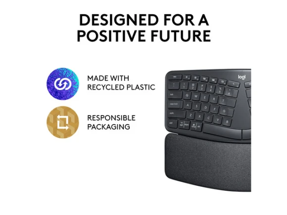 Wireless Ergonomic Keyboard, Black — Bluetooth Keyboard, Logitech