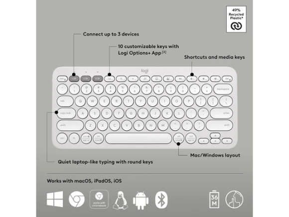 Pebble Keys 2 wireless keyboard — Bluetooth Keyboard, Logitech