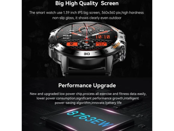 K52 Smart Watch, Silver Orange — Smart Watch, eForChina