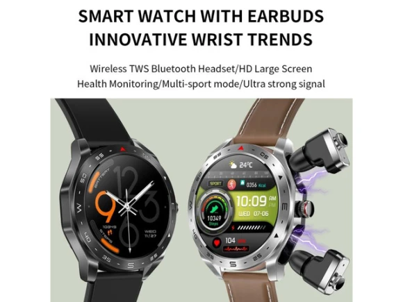 Smart Watch with Bluetooth Earphones — Smart Watch, LEMFO