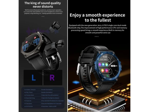 Sport Smartwatch with Earbuds — Smart Watch, eForChina