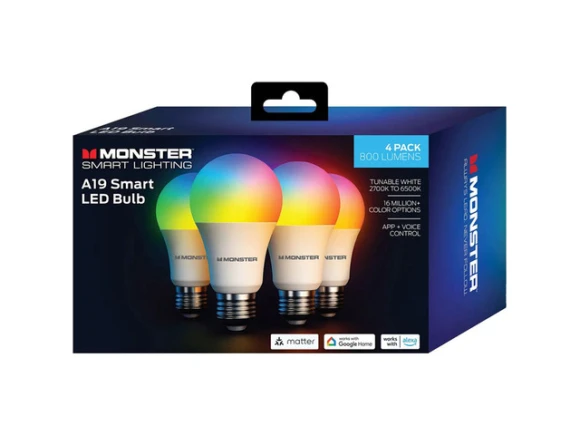 A19 Smart Light Bulbs, 4-Pack — Smart Light Bulb, MONSTER