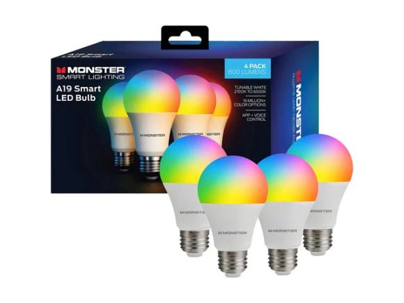 A19 Smart Light Bulbs, 4-Pack — Smart Light Bulb, MONSTER