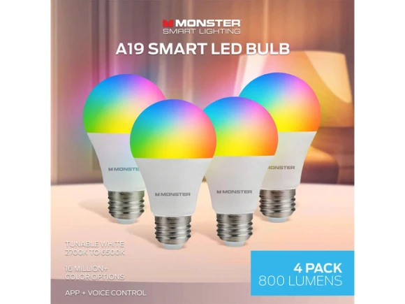 A19 Smart Light Bulbs, 4-Pack — Smart Light Bulb, MONSTER