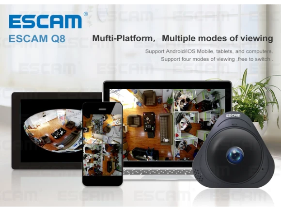 WiFi IP Camera, 1.3MP, Black — Security Camera, ESCAM