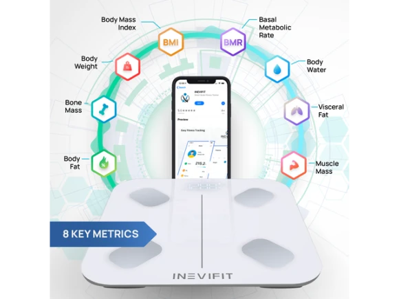 Body Composition Scale, White — Smart Scale, INEVIFIT