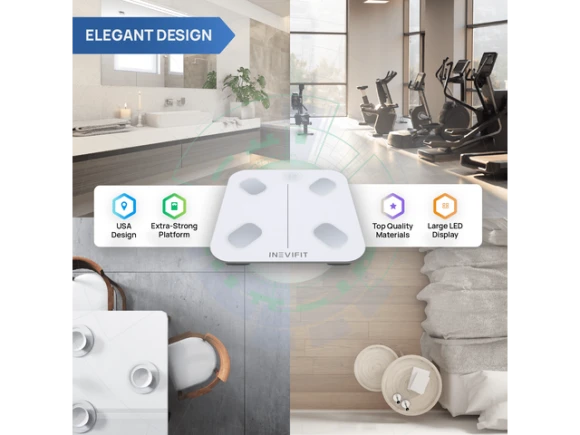 Body Composition Scale, White — Smart Scale, INEVIFIT