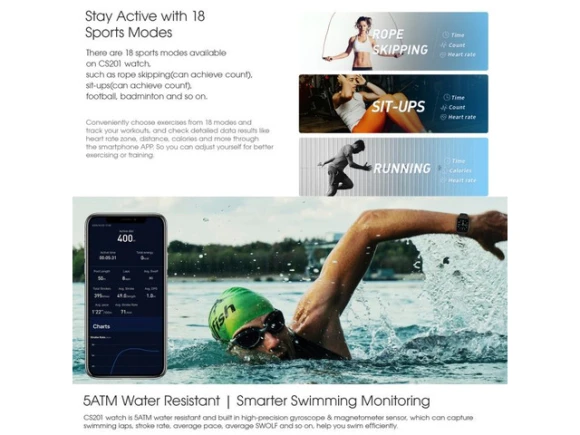 CS201 Sport Smartwatch — Smart Watch, ZOSKVEE
