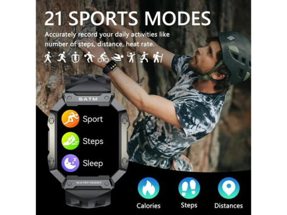 Smart Sports Watch, 1.91-inch, Black — Smart Watch, ZOSKVEE