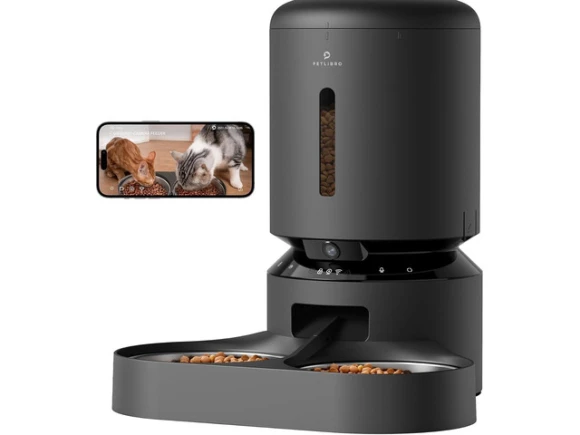 Automatic Pet Feeder with Camera, 5L, Black — Automatic Pet Feeder, GCROWN
