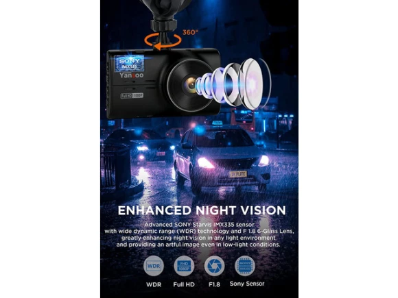 Front and Rear Dash Camera — Dash Cam, FOCUSTEC