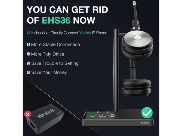 DECT Wireless Headset, Dual Ear — Wireless Earbuds, Yealink