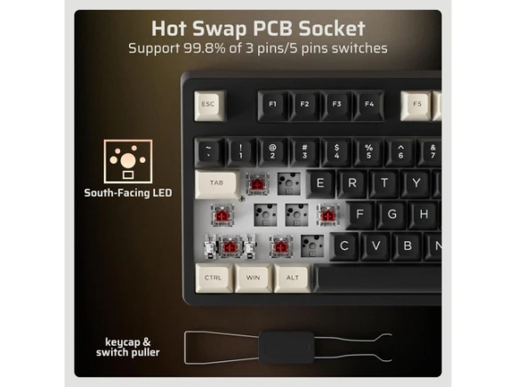 Full-Size Wireless Mechanical Keyboard — Bluetooth Keyboard, LTC