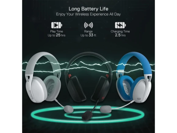 Grey Gaming Headset — Wireless Earbuds, Redragon