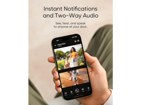 Smart Video Doorbell, Black, with Extra Backup Battery — Video Doorbell, eufy