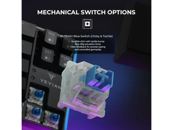 65% Mechanical Gaming Keyboard — Bluetooth Keyboard, YEYIAN