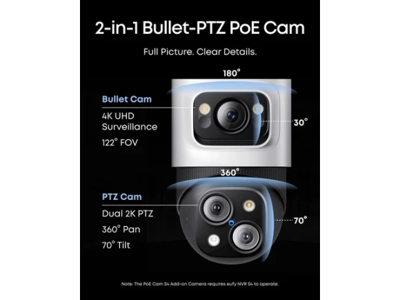 PoE Bullet-PTZ Cam S4 — Security Camera, eufy