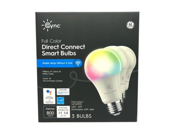 Smart LED Light Bulb, 60-Watt Equivalent, A19, Full Spectrum, 3-Pack — Smart Light Bulb, GE