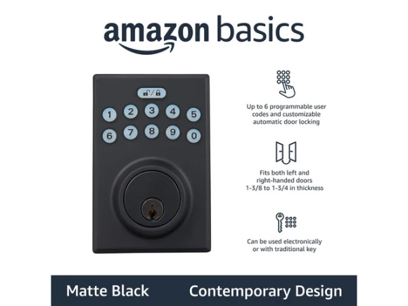 Electronic Keypad Deadbolt Door Lock — Smart Lock, Amazon Basics