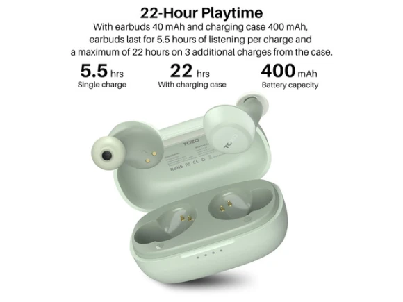Green Mini Wireless Earbud — Wireless Earbuds, TOZO