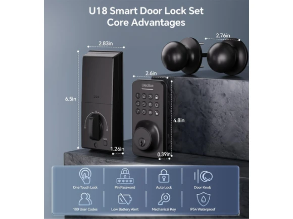 Keyless Entry Door Lock with Knob Set — Smart Lock, Ulecoce