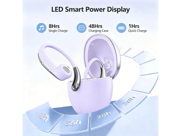 Open-Ear Bone-Conduction Headphones, Purple — Wireless Earbuds