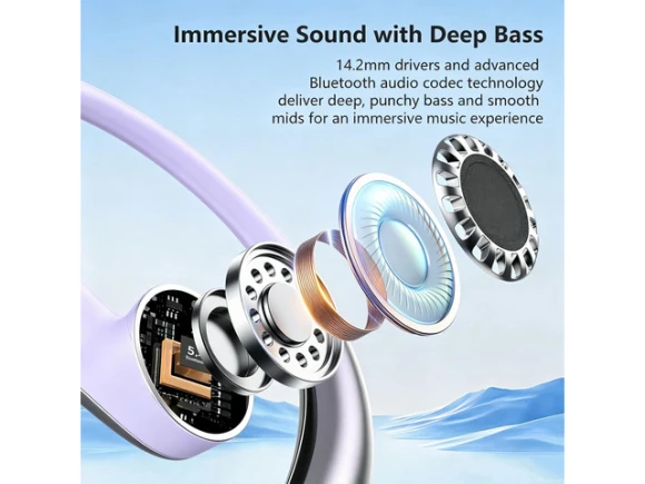Open-Ear Bone-Conduction Headphones, Purple — Wireless Earbuds