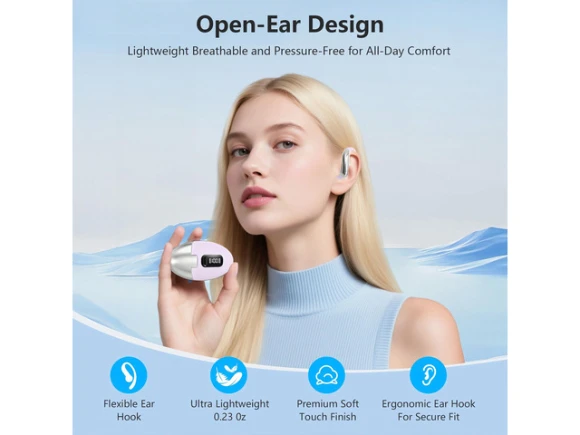 Open-Ear Bone-Conduction Headphones, Purple — Wireless Earbuds