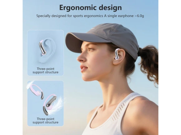Open-Ear Bone-Conduction Headphones, Purple — Wireless Earbuds