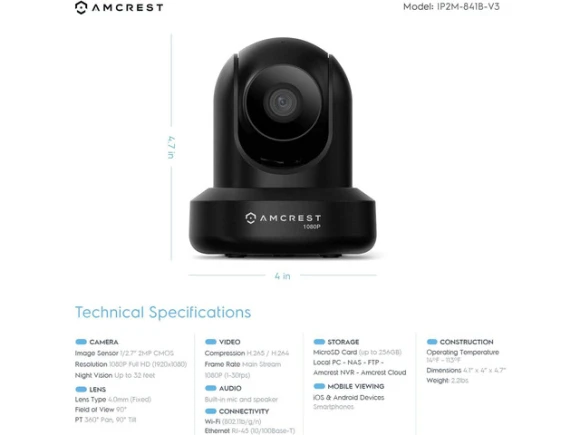 Indoor WiFi Security Camera, 2-Pack — Security Camera, Amcrest