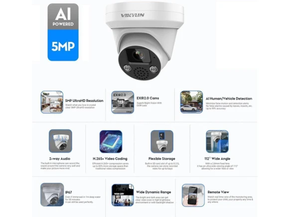 5MP Outdoor Turret PoE Camera — Security Camera