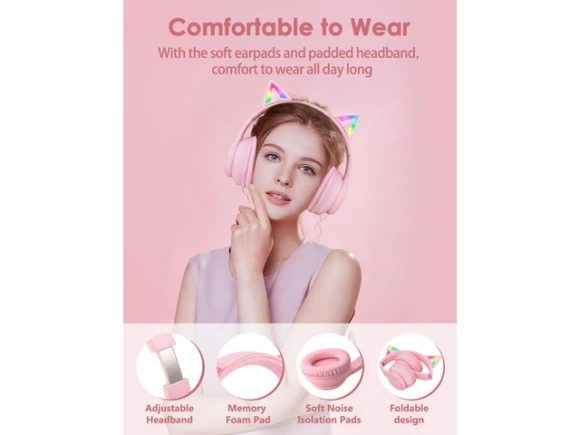 Bluetooth Cat-Ear Headphones — Wireless Earbuds, PISKEKAT