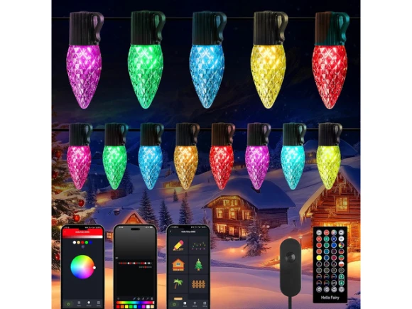 C9 LED Christmas String Lights — Smart Outdoor Lighting, Brightown
