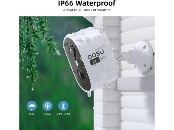 Wireless Outdoor Security Camera, 2-Pack — Security Camera, AOSU