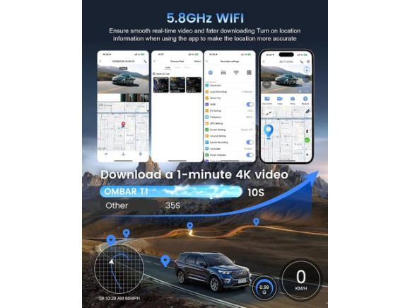3-Channel Dash Camera with 128GB Card — Dash Cam, OMBAR