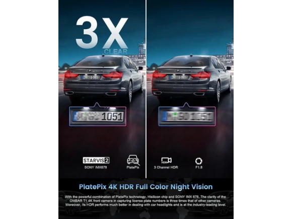 3-Channel Dash Camera with 128GB Card — Dash Cam, OMBAR