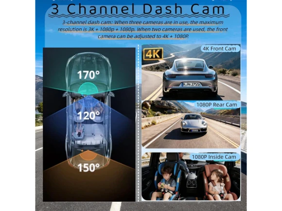 3-Channel Mirror Dash Camera — Dash Cam, PISKEKAT