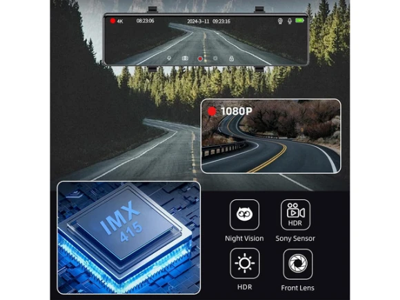 3-Channel Mirror Dash Camera — Dash Cam, PISKEKAT