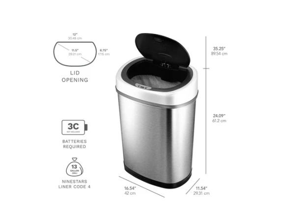 42L Motion Sensor Trash Can — Smart Trash Can, Wenger