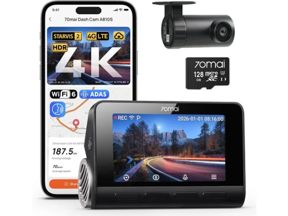 4K Front and 1080P Rear Dash Camera — Dash Cam, 70mai