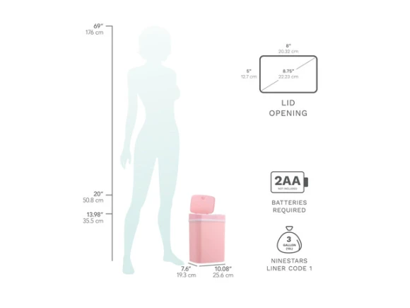 Pink 12L Trash Can — Smart Trash Can, Wenger