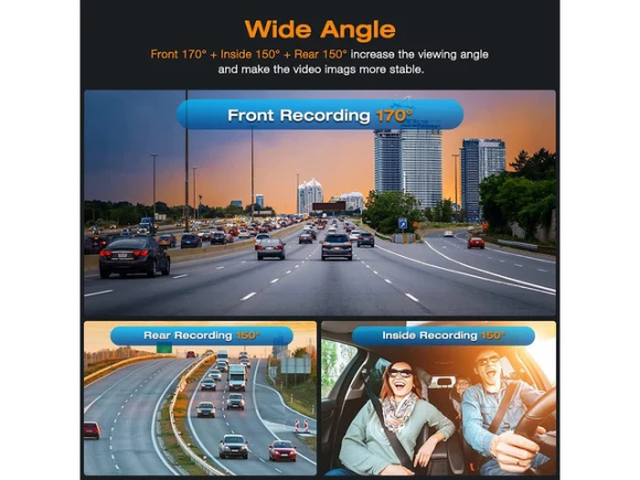 3-Channel Car Dash Camera — Dash Cam, VINTMAR